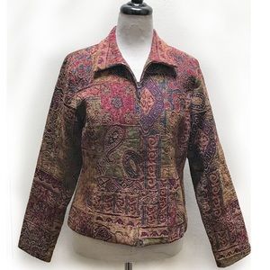 Christopher & Banks Tapestry lined zip jacket M